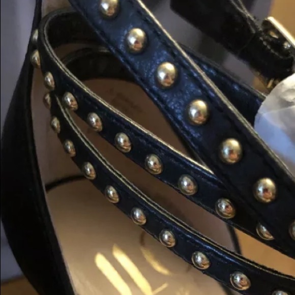 Ankle Strap Sandals Wedges Heels Embellished Studs - Picture 4 of 6